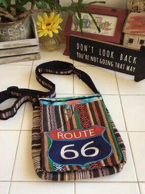 ‘Rising International’ Route 66 Cotton Hemp Sling/Croswbody